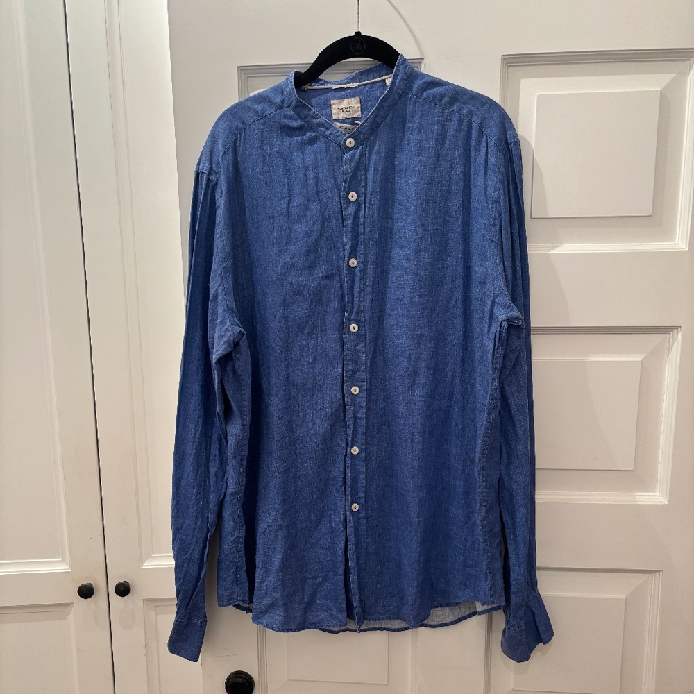 Portafiori Linen Blue Button Down